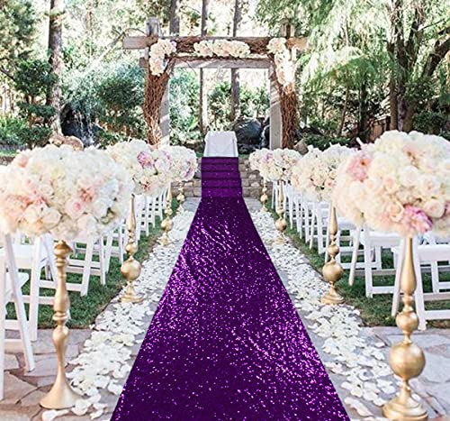 ShinyBeauty Violet 2FTX15FT-Aisle Tapis de Couloir de Mariage Doré Brillant pour décoration de Mariage/Noël/Thanksgiving (60 x 450 cm), Violet, 2FTX15FT (Violet, 2FTx15FT)