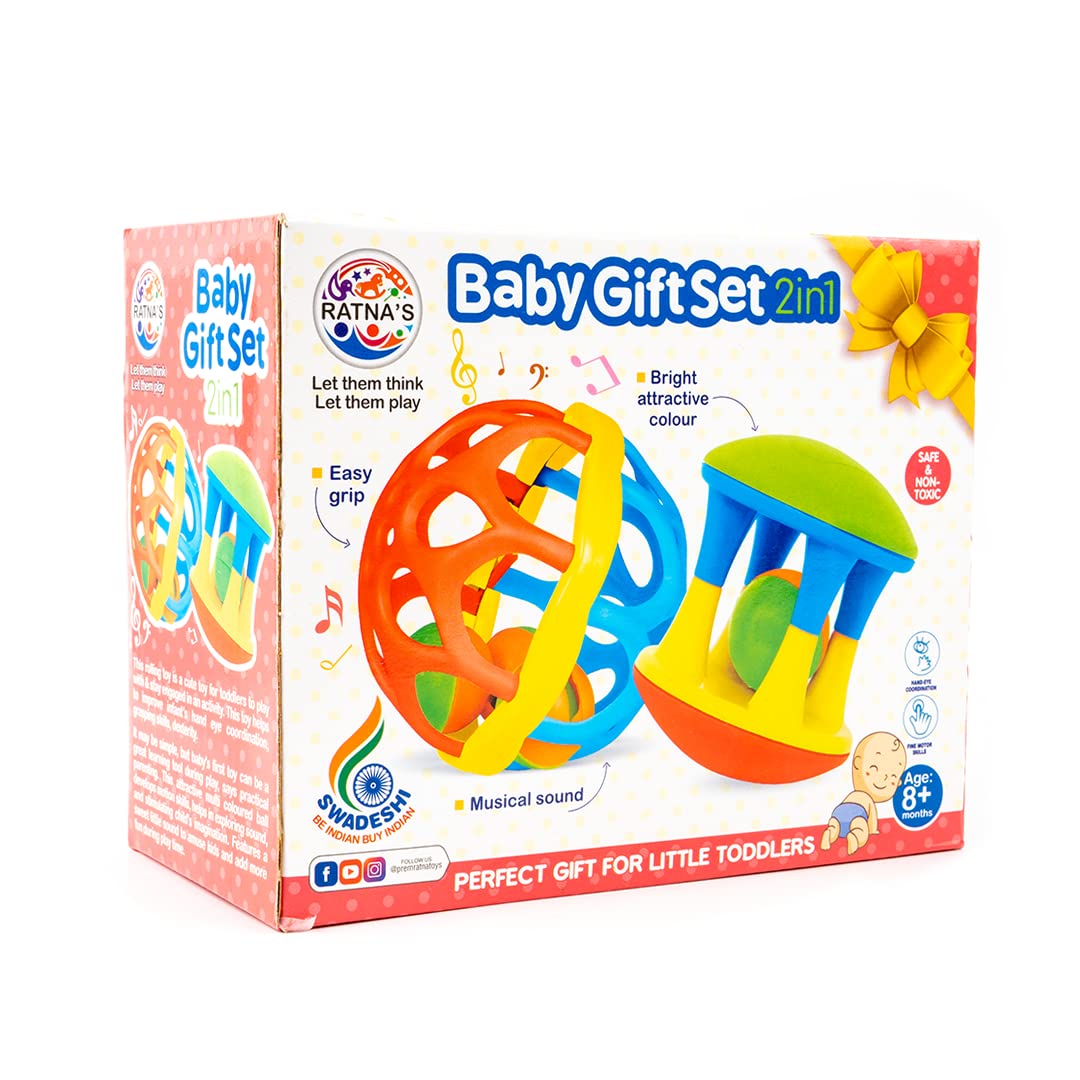 Ratnas Baby Gift Set 2in1 Rattle Roller & Ball Rattle Set for Infants & Toddlers (Multicolor) (B0C392BJ4X) Amazon Price History, Amazon Price Tracker