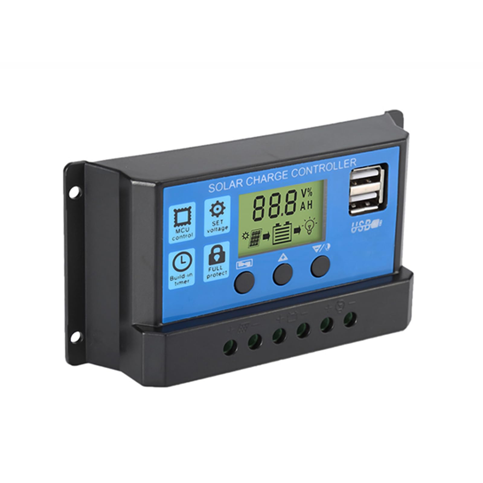 Pannello solare monocristallino da 12 W ~ 15 W, energia solare portatile, doppia porta di ricarica USB per dispositivi da 5 V, ricarica rapida con interfaccia clip per batteria DC5521, leggero (con