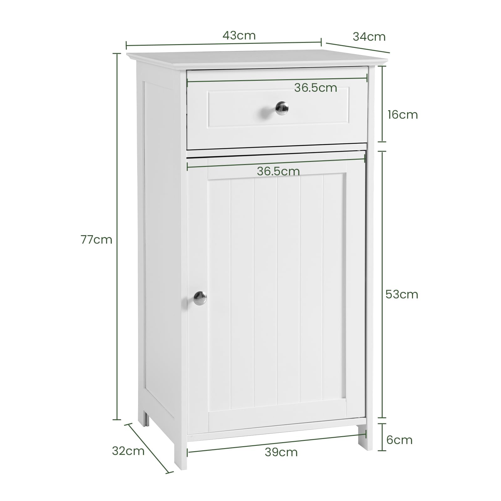 GIANTEX 173 cm badkamerkast, hoge kast met lade, verstelbare plank en 3