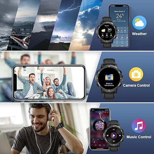 Miniatura 6 de Reloj inteligente para hombre Fitness (llamadarespuesta de llamada) Bluetooth Militar Smartwatch para teléfonos Android iPhone impermeable al aire