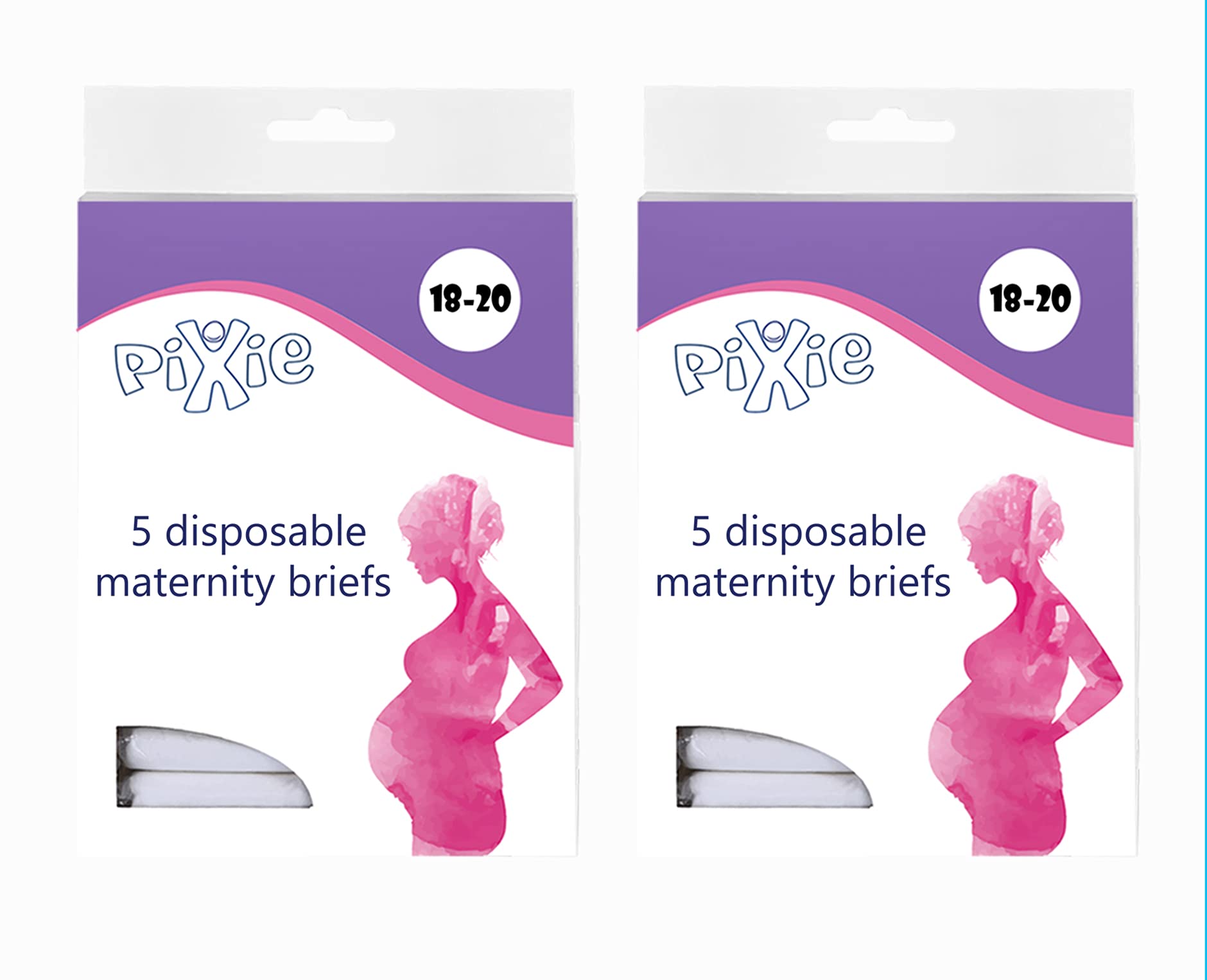 Pixie Disposable Maternity Brief 5Pcs (Size 18-20), Pack Of 2, White