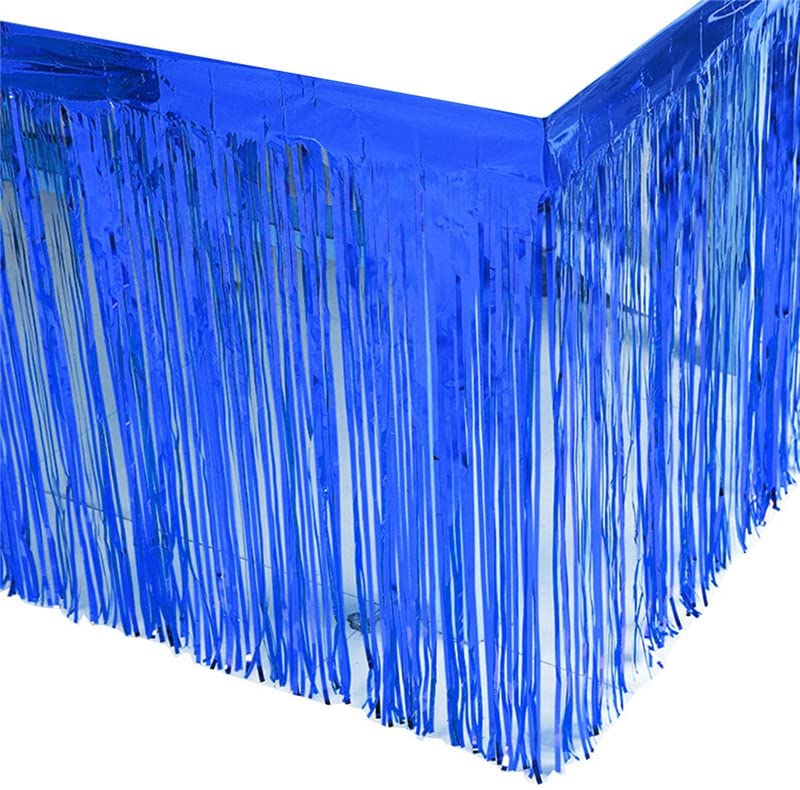 Lot De 2 Guirlandes De Jupes De Table à Franges Métalliques Bleues 2,7 M X 7,4 M - Décoration Fête