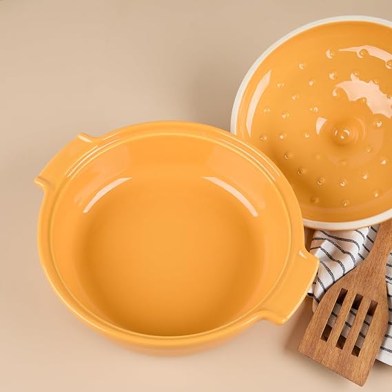 Aryıldız Elissa Kapaklı Karnıyarık Fırın Kabı Sarı 25 cm