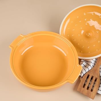 Aryıldız Elissa Kapaklı Karnıyarık Fırın Kabı Sarı 25 cm