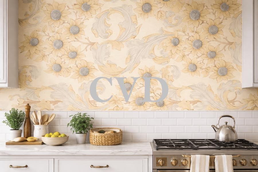 Image of CVD 3D Cream Wallpaper | Peel & Stick Self Adhesive Wallpaper | Waterproof & Removable | Home Decor for Bedroom, Living Room & TV Wall (70 x 70 cm, Approx. 5.8 Sq. Feet, 1 Piece)