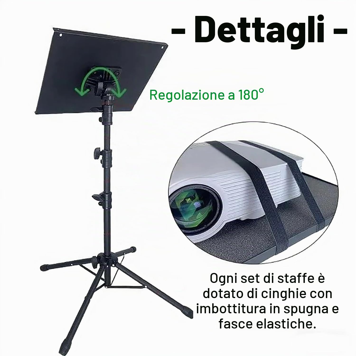 Supporto Proiettore da Terra，Treppiede Proiettore,con 3 Ruote Girevoli,Altezza Regolabile 65-130 cm con Supporti per Telefono, Ruote Altezza Regolabile Stand Universale per Laptop PC Videoproiettore