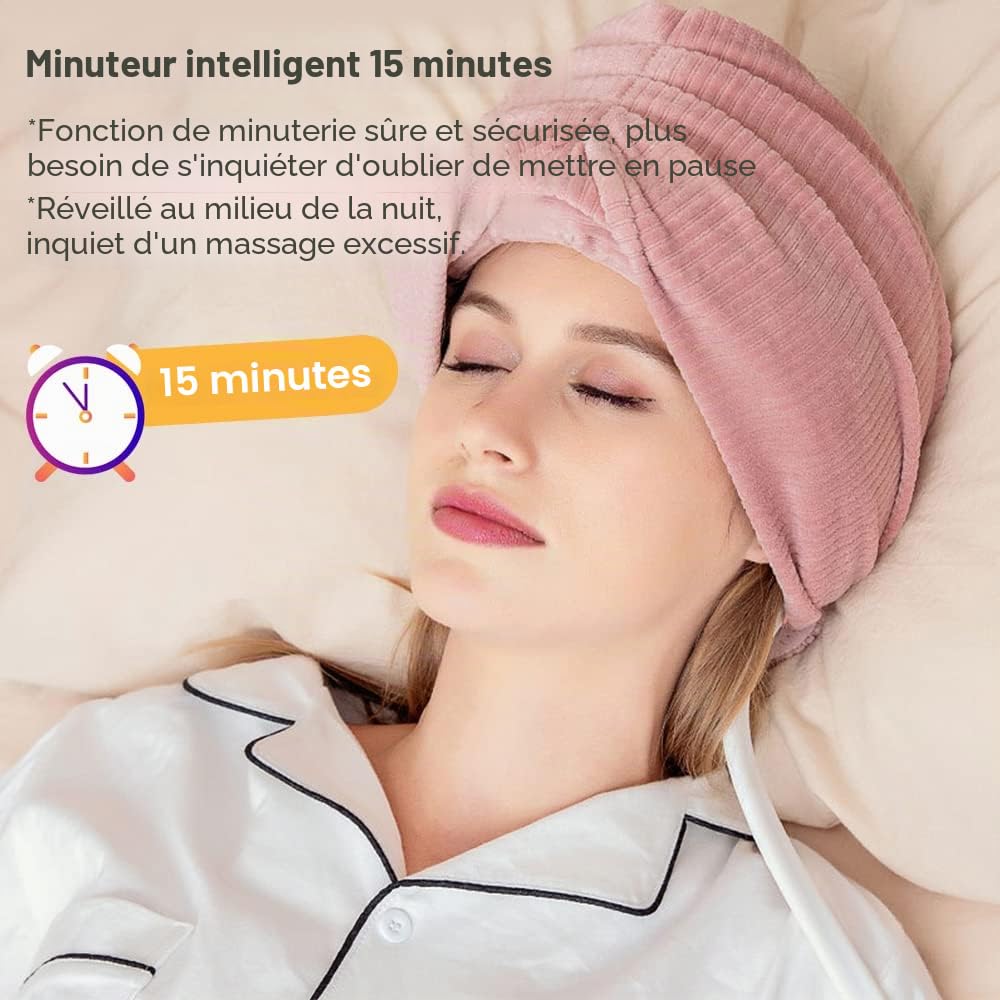 Casque de massage électrique, casque de massage électrique du cuir chevelu, casque de massage avec chaleur, pétrissage, compression d'air, un chapeau contre les maux de tête utilisé pour les migraines