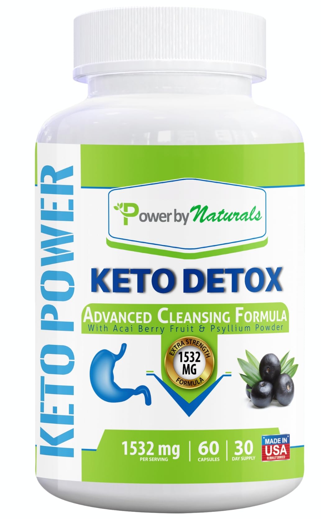 Power By Naturals Keto Detox & Support – Herbal Blend for Energy & Digestive Balance – 60 Capsules