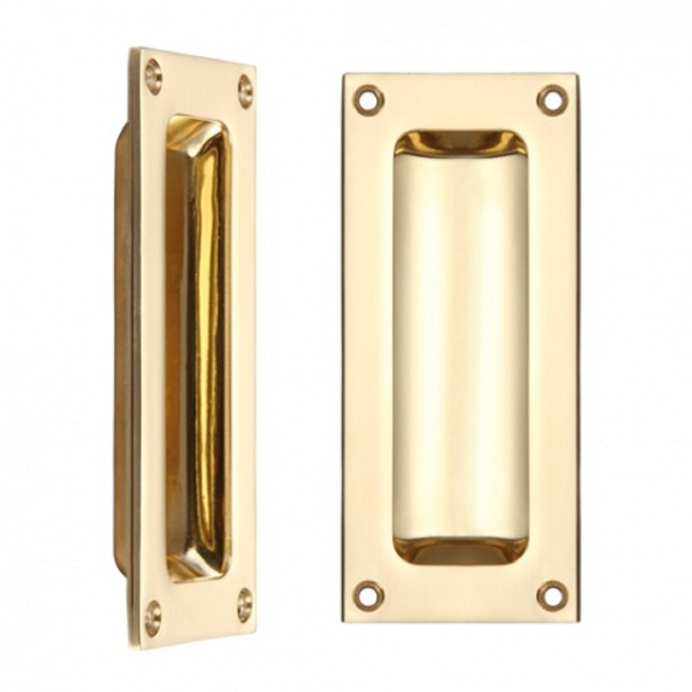 Carlisle Brass Polished Brass Aq90 Rectangular Recessed Flush Door Pull Handle 102 X 45Mm (Polished Brass)