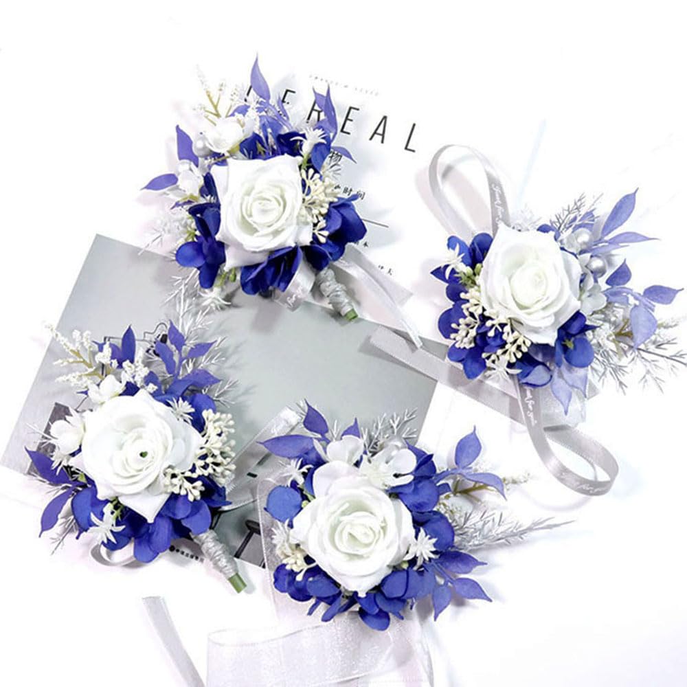 Amazon.com: MAFELOE Wrist Corsage and Boutonniere Set for Prom Homecoming  Wedding Party Celebration Artificial Flowers Accessories Suit Decor 2  Pieces - White+Navy Blue : Home & Kitchen