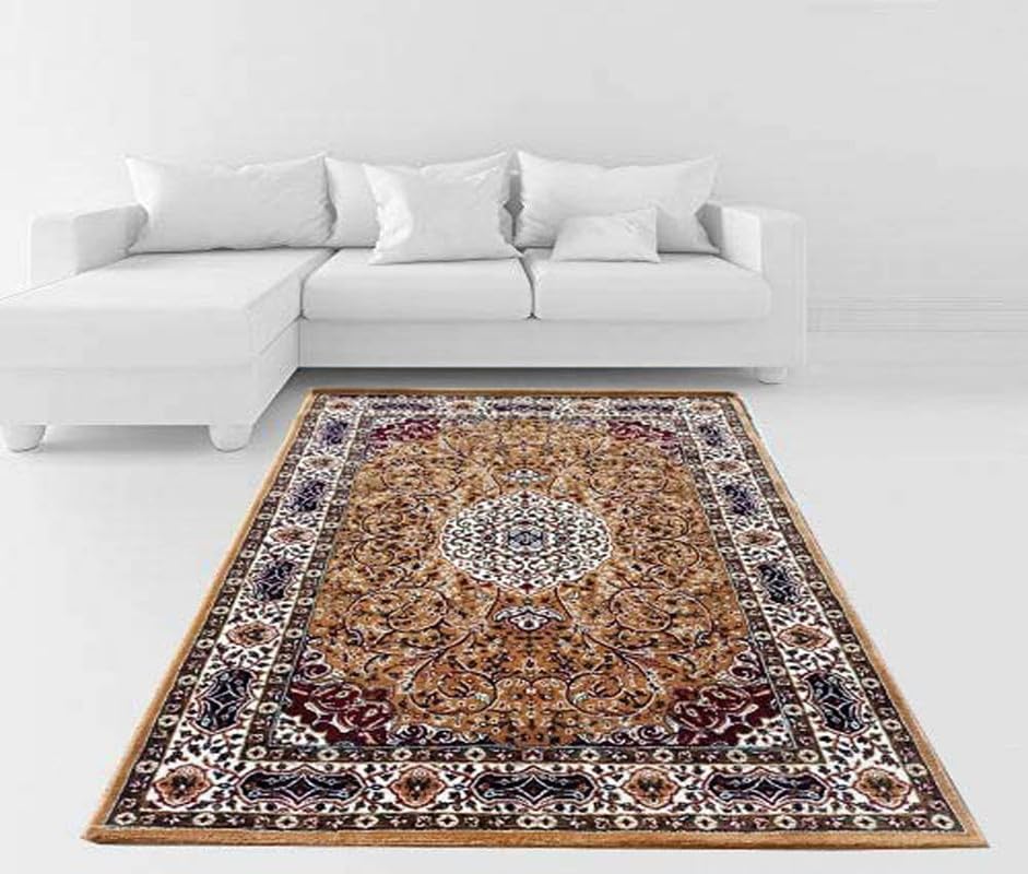 Image of Royal Look Design Soft 4 Feet x 6 Feet Gold Colour Carpets for Home Living Room Bedroom Dining Room