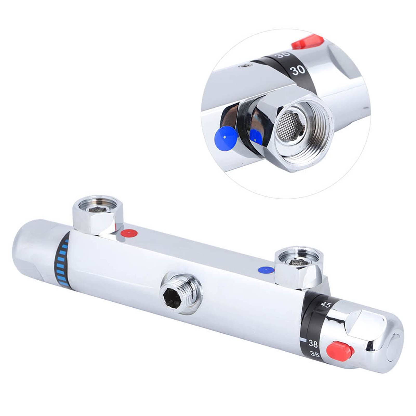 Duscharmatur mit Thermostat, Chrom Mischbatterie Dusche mit 38°C Sicherheitstaste, Duschthermostat Aufputz, aus Messing Chrom, für Home Badezimmerzubehör