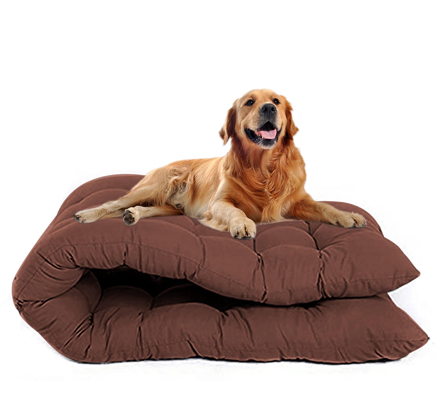 Waigg Kii Extra Large Dog Bed Mattress,Washable Calming Pet Crate Bed Mat Durable,Anti Anxiety Large Dog Beds Mattress for Pet Large Dogs (Brown,110x50CM)