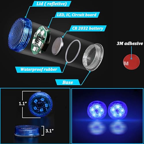 Miniatura 2 de Botepon luz de aviso LED universal inalámbrica para puerta de auto, luz LED impermeable contra colisión trasera, 2 unidades, Azul