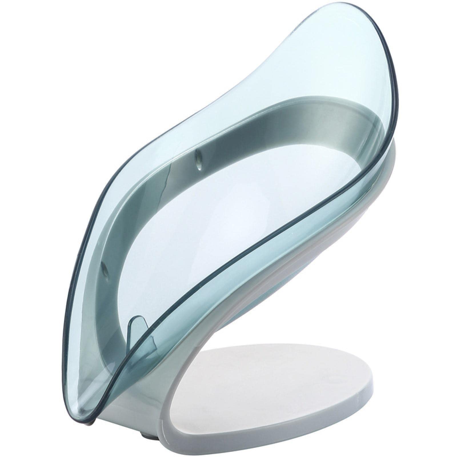 HFANGANGE Leaf shape soap dish drain toilet drain non perforated soap dish soap dish, Transparent Blue