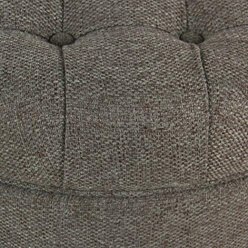 Image of HomePop 25 inch Button Tufted Round Storage Ottoman - Dark Gray