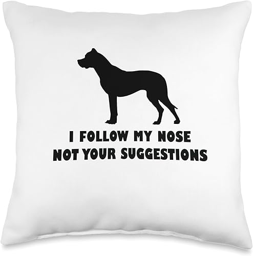 Dogo Argentino i Follow My Nose not Your suggestions Throw Pillow, 16x16, Multicolor