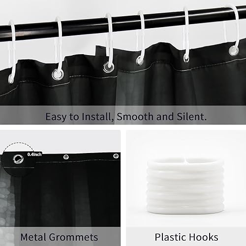 Miniatura 5 de Gibelle - Juego pequeño de cortinas de ducha, 36 x 72 pulgadas, de tela moderna abstracta negra y gris para baño, cortina media estrecha de ducha