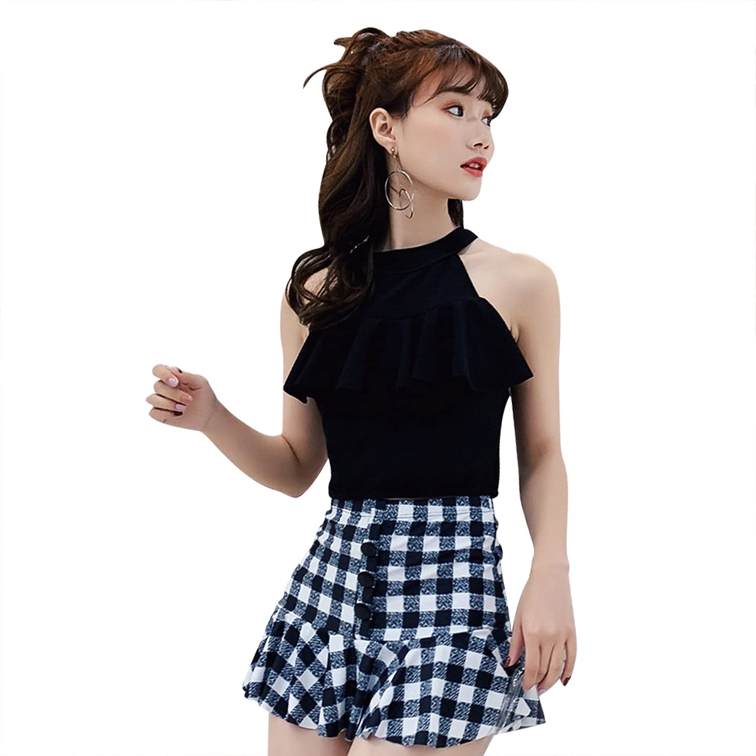 H6411-29◾️アンダーカバー　シルク100% フリルタンクトップ　Y2K Kimchi Blue Leila Tie-Front Flyaway Hanky Hem Halter Top | Urban