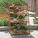 MUGIAZII Plant Flower Stand Plant Display Shelf Rack Shelf Bamboo Foldable Pot Racks Planter Storage Rack Display Shelving Unit