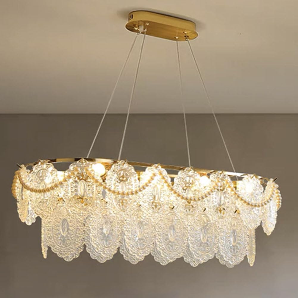 HXYSXHJUO E14 modern light luxury crystal chandelier, french simple european american vintage lamps, for living room dining bedroom fixtures,oval 80cm