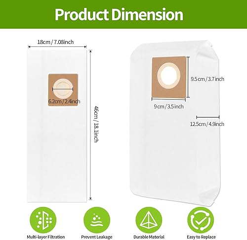 Miniatura 9 de AH10243 - Paquete de 15 bolsas de vacío desechables de repuesto para aspiradora Hoover Commercial CU2 CH54013 CH54015 CH54113 CH54115 repuesto parte