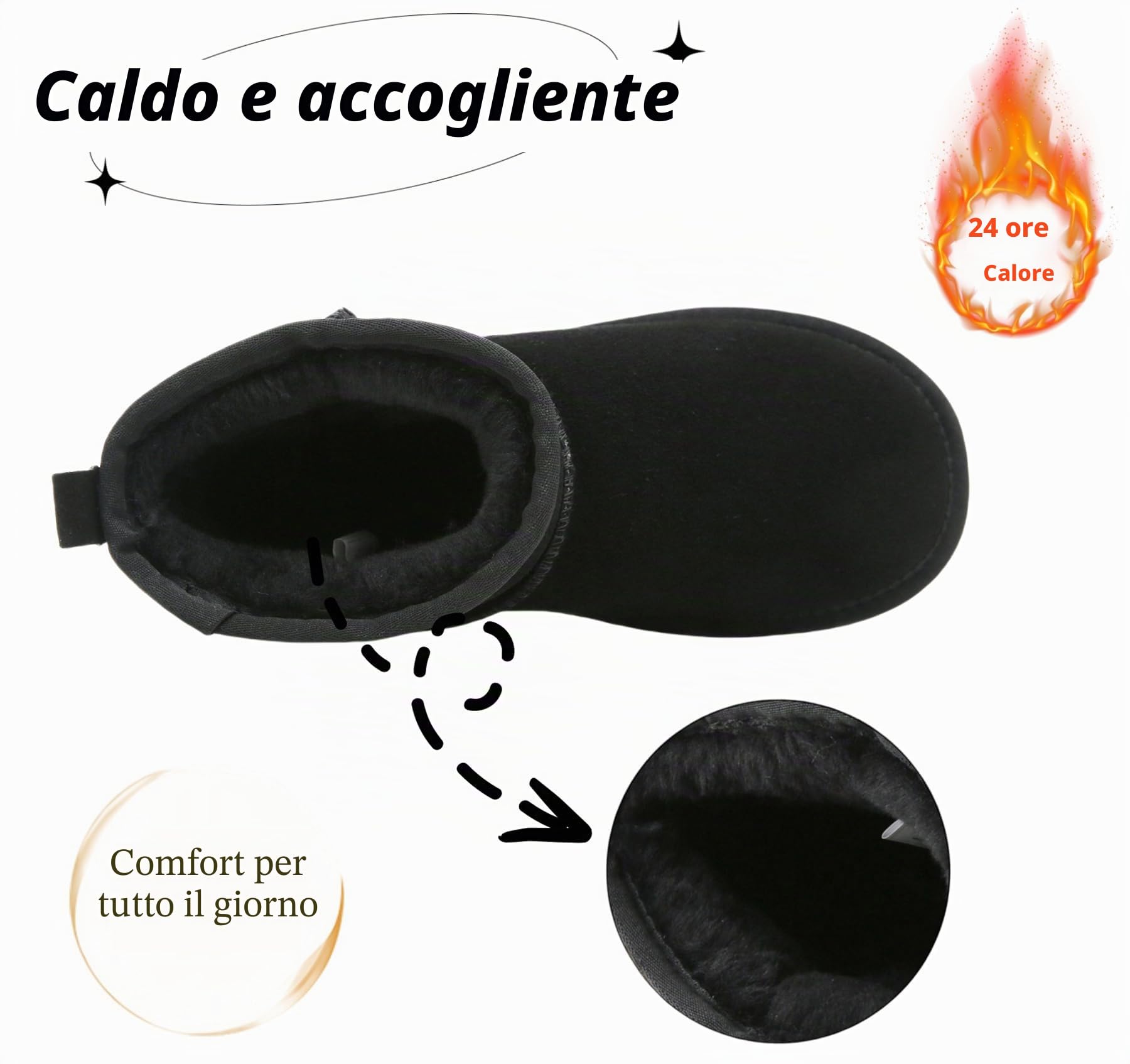 Meik Mangni Stivali Donna Invernali Classic Antiscivolo Stivaletti da Neve Caldo Comode Impermeabili Stivali Inverno Outdoor Breve Boots,Nero,43 EU