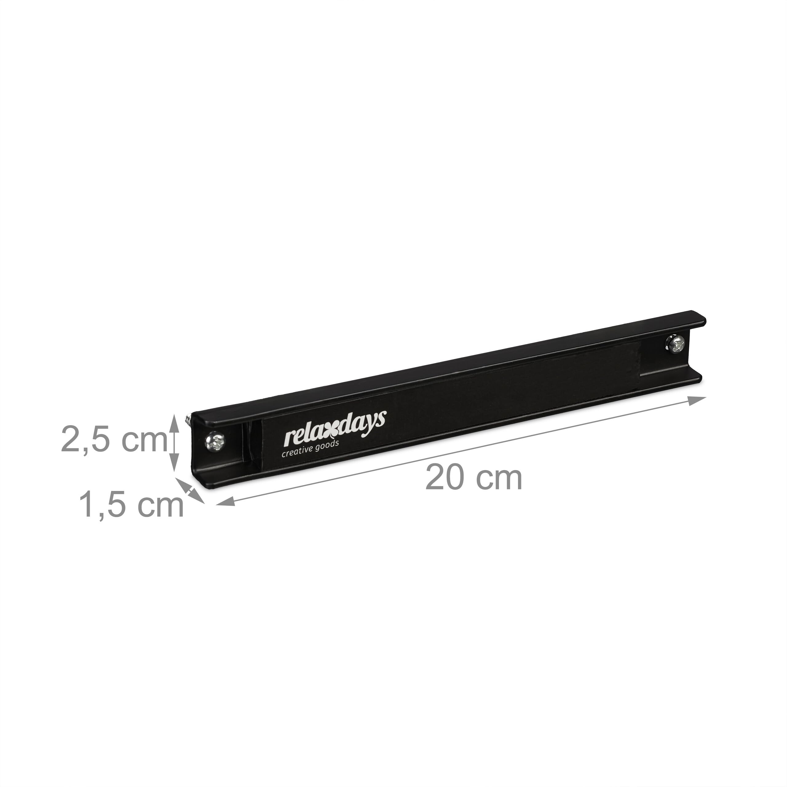 Relaxdays Set da 3 Barra Magnetica, Striscia Lunga 20 cm, Appendi Utensili e Coltelli Acciaio Inox, Guida a Parete, Nero