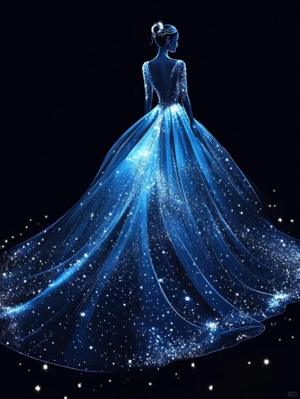 RKFLGEW DIY Bead Embroidery Kits Starry Sky and Dress 40x50cm