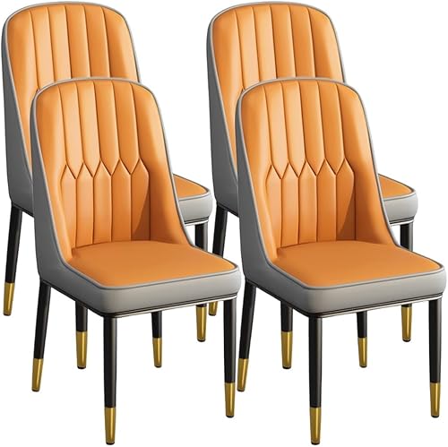 Miniatura 21 de YVYKFZD Dining Chairs Set of 2/4, Kitchen Chairs with Back and Metal Legs, PU Leather Dining Room Chair, Armless Comfy Side Chair, for Living Room,