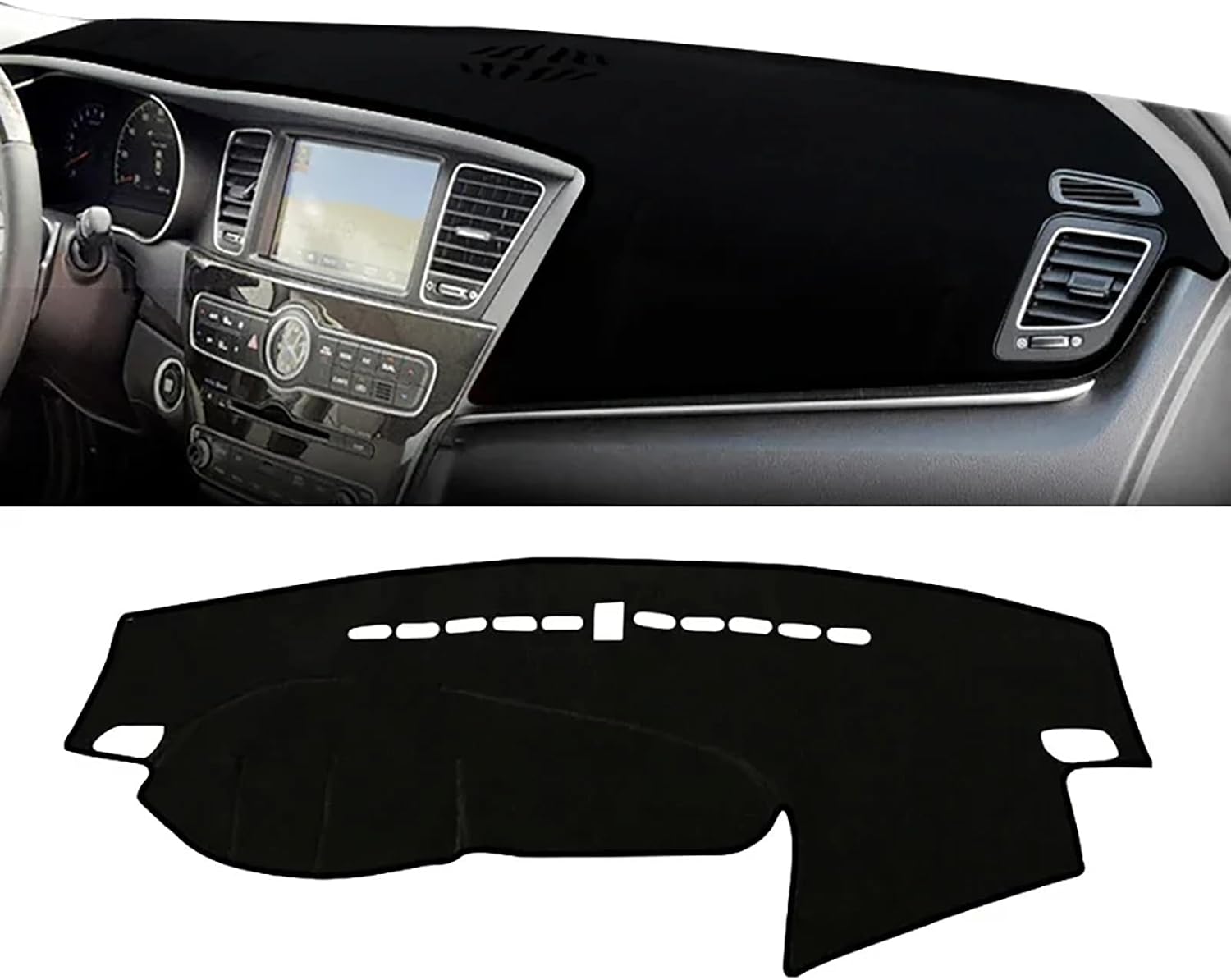 ZXEBM Dashboard Cover Dash Mat for Kia Cadenza K7 2009 2010 2011 2012 2013 2014 2015,Sun Shade Pad Carpet Center Console Light-proof Mat Anti-Glare Accessories,A/Black Side, normal
