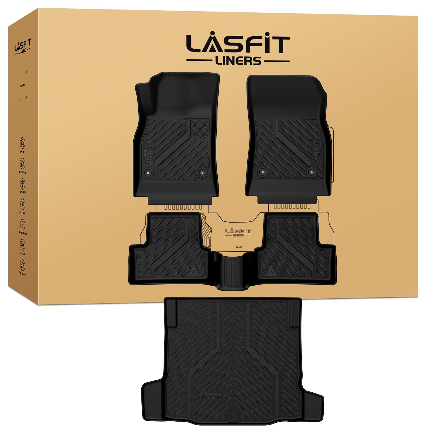 LASFIT Floor Mats for Chevrolet Cruze 2011-2015/2016 Cruze Limited, All Weather TPE Custom Fit Floor Mats for Cars, 1st and 2nd Row Car Floor Mats for Cruze