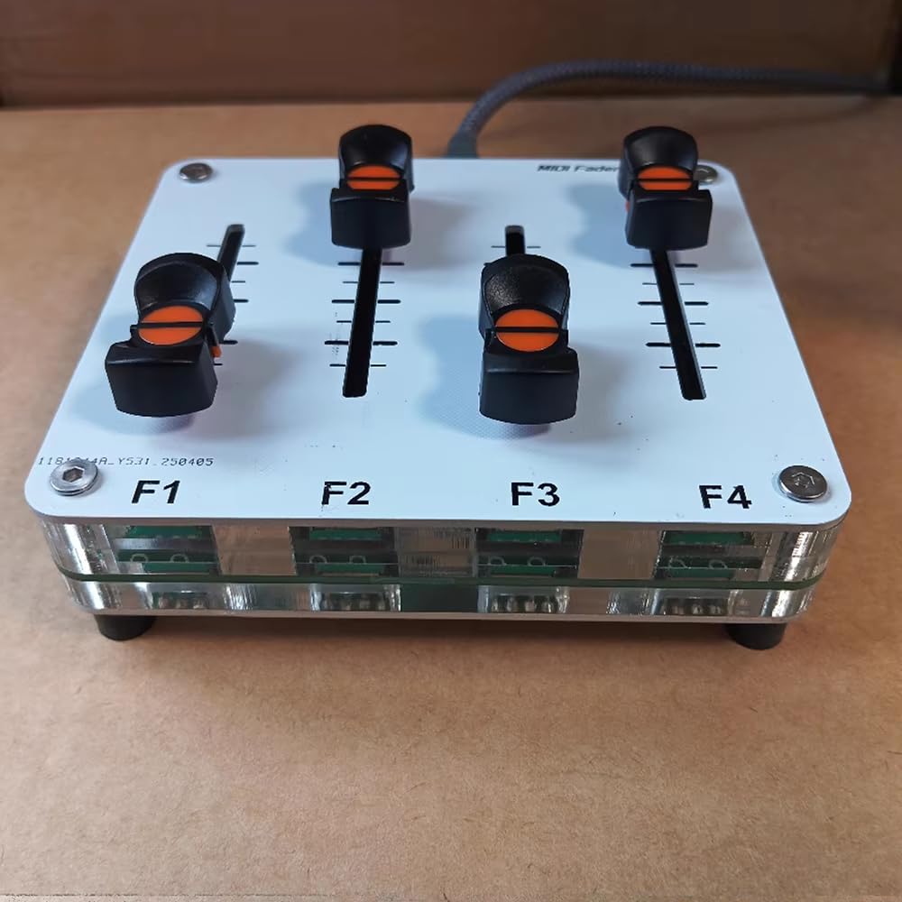 Toplionace Fader MIDI 4 Canaux 42mm, Contrôle CC Personnalisé avec Interface USB pour Logiciel Daw Musical