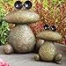 Bits and Pieces - Two Frogs Garden Sculptures for Lawn or Patio - Waterproof Garden Decor Set - Frog Statues Minimalistic Design