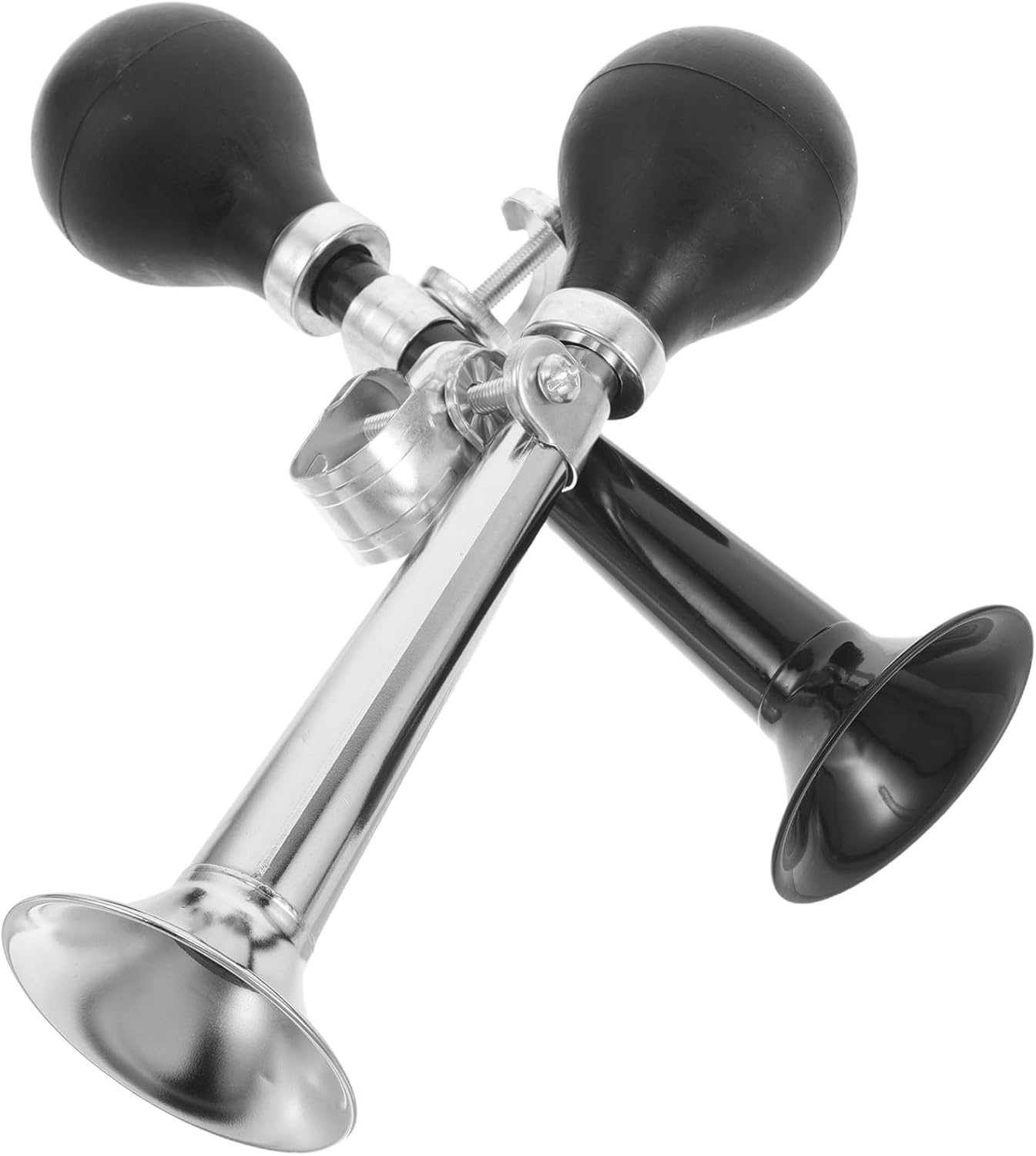 Ciieeo Metal Bicycle Air Horn 7 Inch Loud Bike Horn 2pcs Black Silver Cycling Accessories for Mountain and Outdoor Bikes