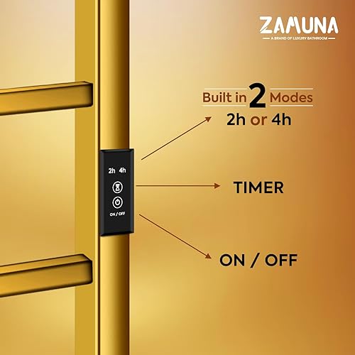 Miniatura 5 de Calentador de toallas eléctrico para baño, 23.6 x 15.7 pulgadas (cuadrado), toallero térmico montado en la pared, 4 barras de acero inoxidable,