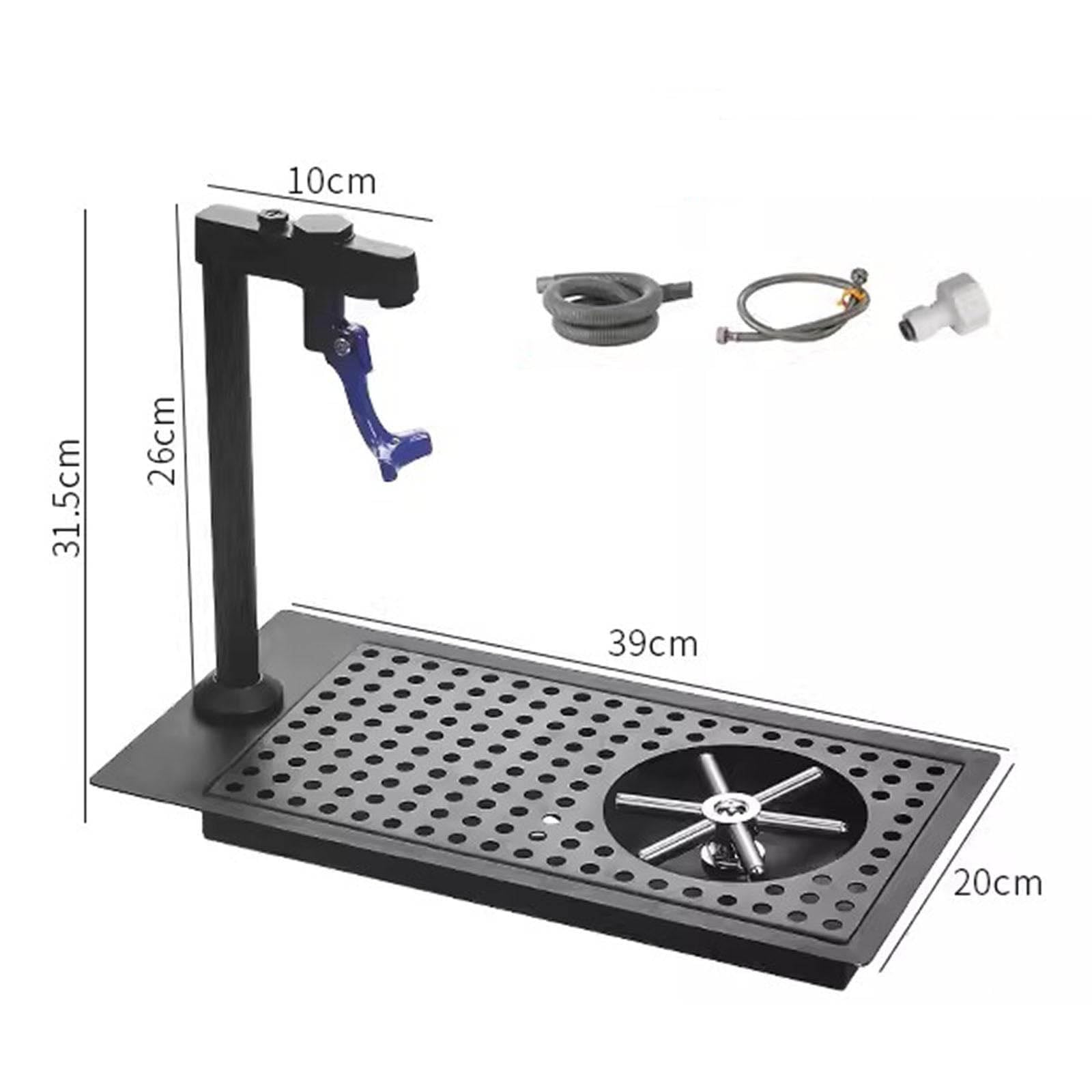 Lave-Tasses Professionnel, Rince-Verres en Acier Inoxydable, Robinet De Remplissage De Verres à Pression, avec Bac De Récupération Et égouttoir, pour Hôtels, Cafés Et Restaurants