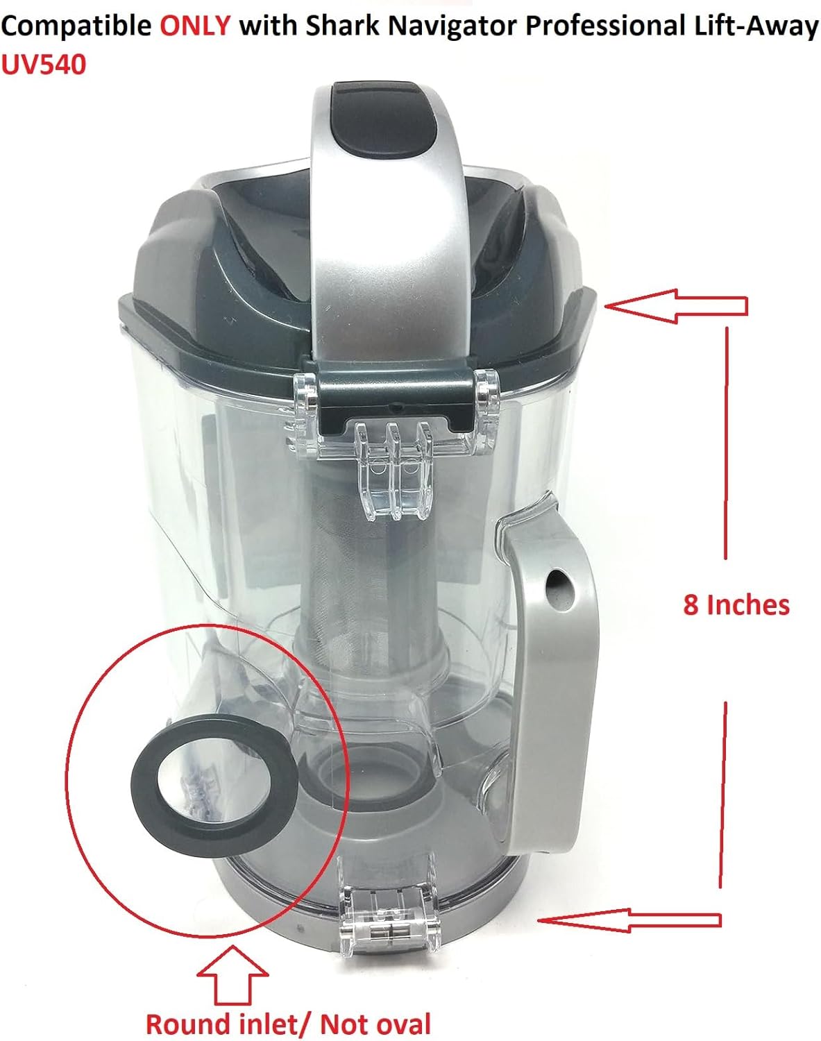 Dust Cup Assy Compatible with Shark Navigator Lift-Away UV540 Upright Vacuum Cleaner