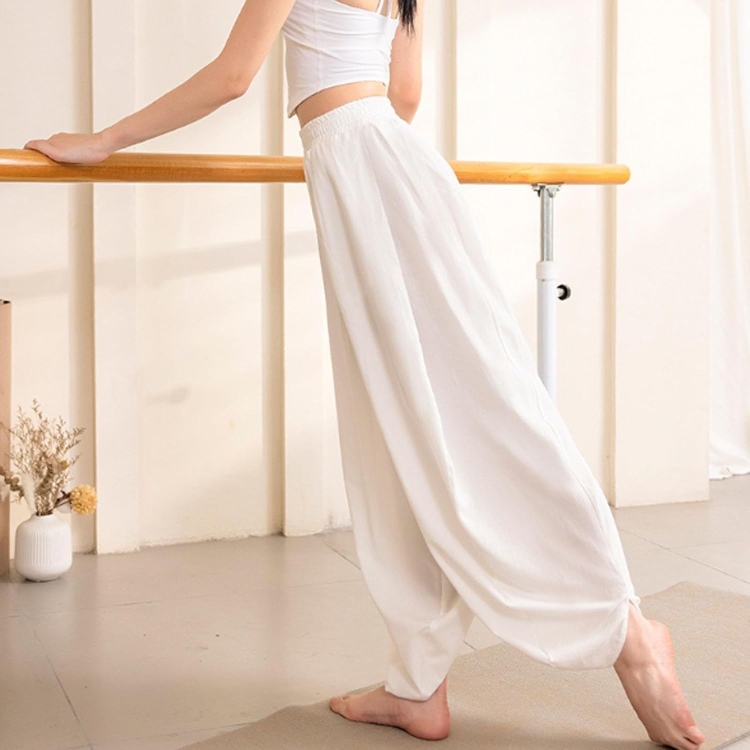 Womens Martial Arts Pants Kung Fu Trousers Tai Chi Pant for Karate Morning Excerises(Size:M,Color:B)
