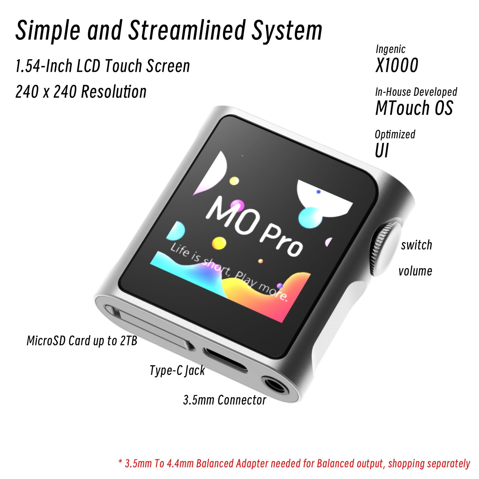 SHANLING MO Pro ポータブル音楽プレーヤー Amazon.com: SHANLING M0 Pro Portable MP3 Player, Hi-Res