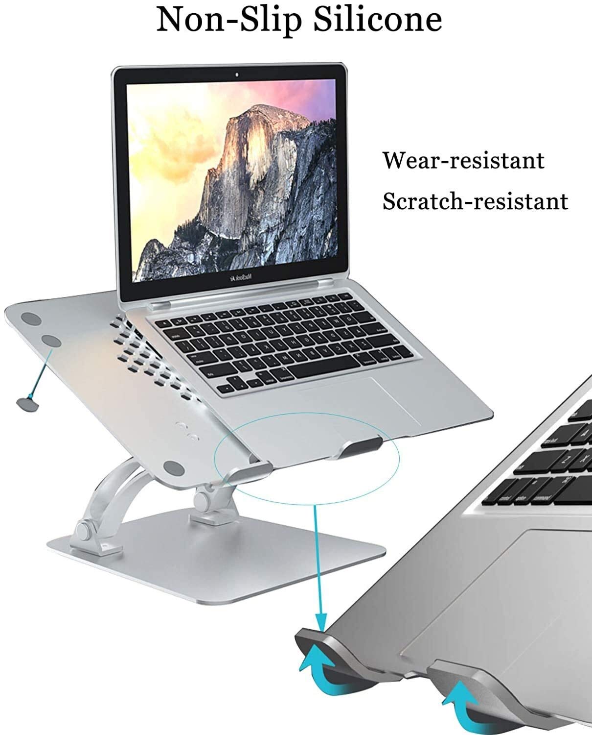 Podstawka do laptopa Podstawka na biurko Wentylowany aluminiowy uchwyt na biurko Regulowany stojak na laptopa z antypoślizgowym silikonem Składany Ergonomiczny do biblioteki Biurowa kawiarnia, przenoś