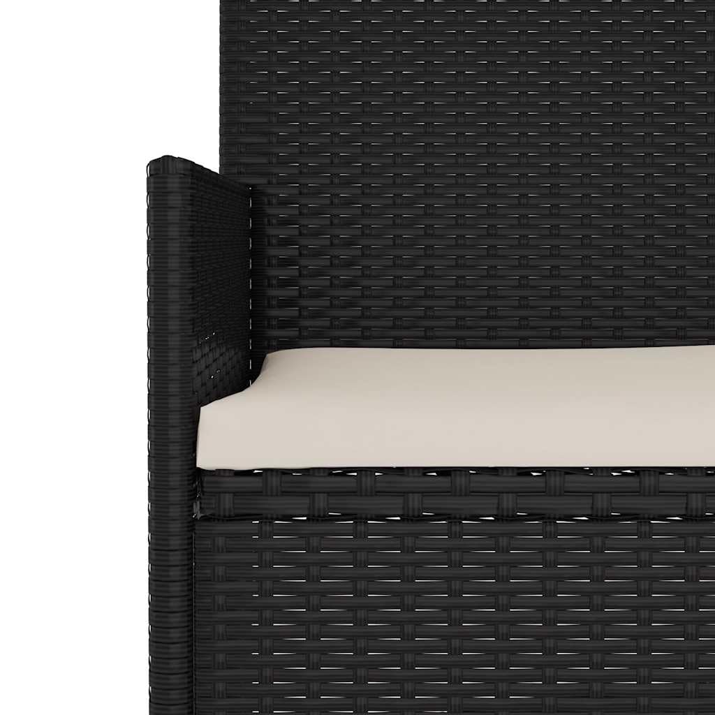 vidaXL Gartenbank 2-Sitzer mit Kissen Schwarz Poly Rattan