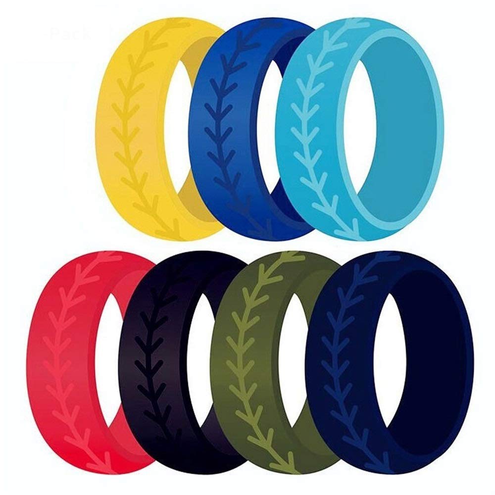 WLYX New Silicone Ring, Sports Ring, Fashion Accessories Silicone Ring, Couple Jewelry (Color : 7Pack, Size : Size 12)