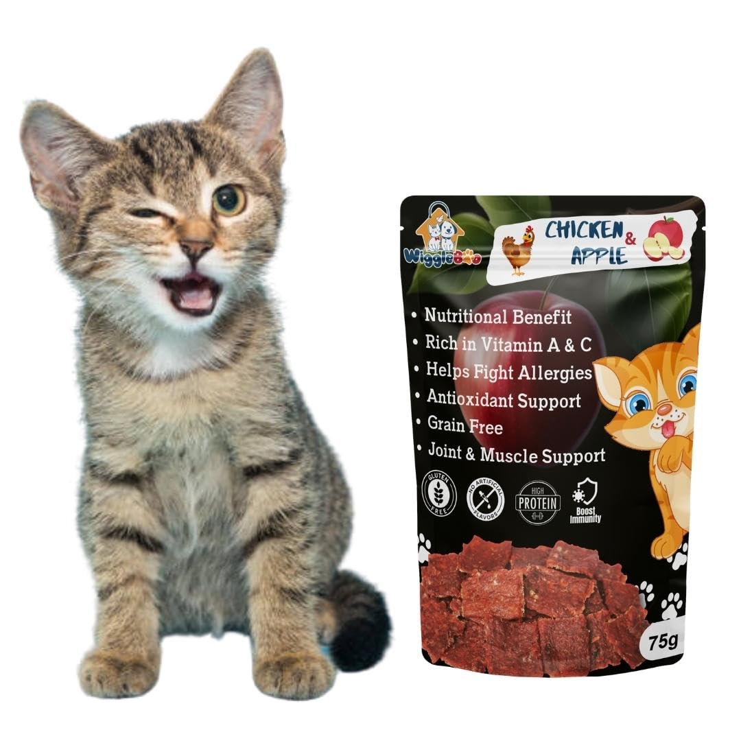 WiggleBoo Chicken & Apple Cat Treat | Protein Rich | Great Antioxidants | Crunchy Healthy Snacks | 100% Natural (Chicken & Apple 75Grm) (B0BG4S7FKM) Amazon Price History, Amazon Price Tracker
