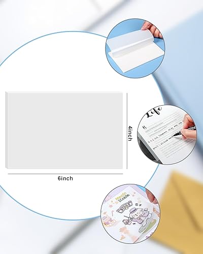Miniatura 5 de Notas adhesivas transparentes grandes, 300 hojas, notas adhesivas transparentes de 4 x 6 pulgadas con 5 pestañas de color, 1 marcador, notas