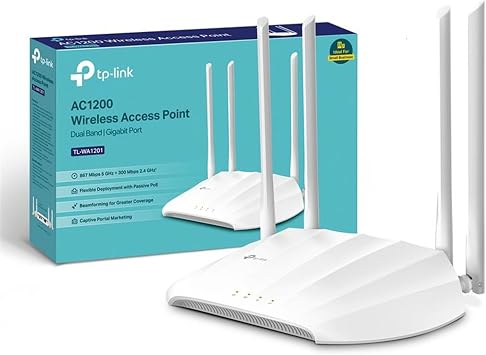 TP-Link TL-WA1201 AC1200Mbps Dual-Band Access Point, Supports Passive PoE, Gigabit Port for Wired Devices, Supports Access Point, Range Extender, Multi-SSID, and Client modes, Boosted Coverage