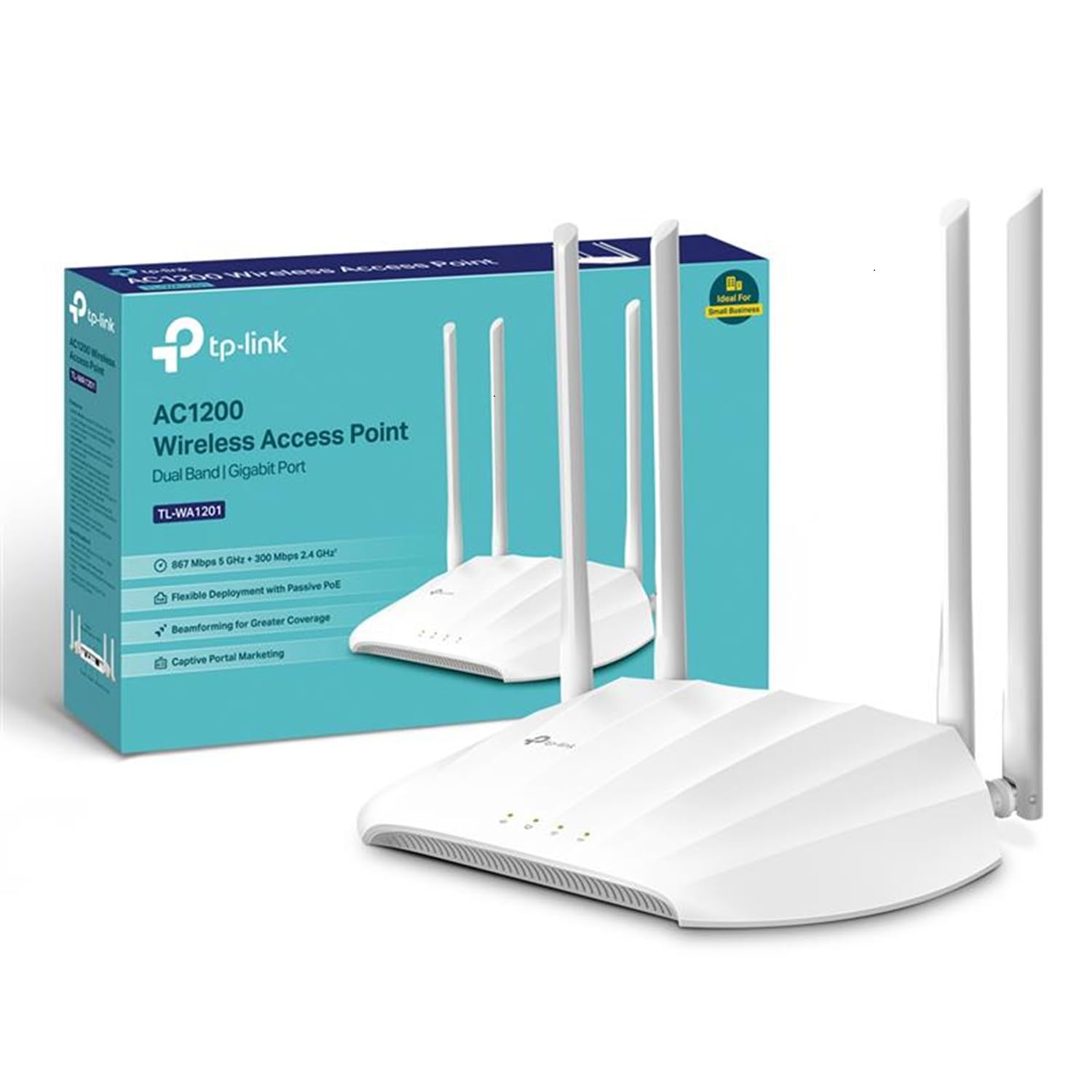 TP-Link TL-WA1201 AC1200Mbps Dual-Band Access Point, Supports Passive PoE, Gigabit Port for Wired Devices, Supports Access Point, Range Extender, Multi-SSID, and Client modes, Boosted Coverage