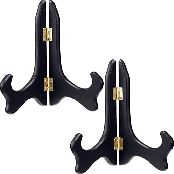 Tatuo 2 Packs Wooden Plate Stands for Display Easel Holders, 8 Inch, Black