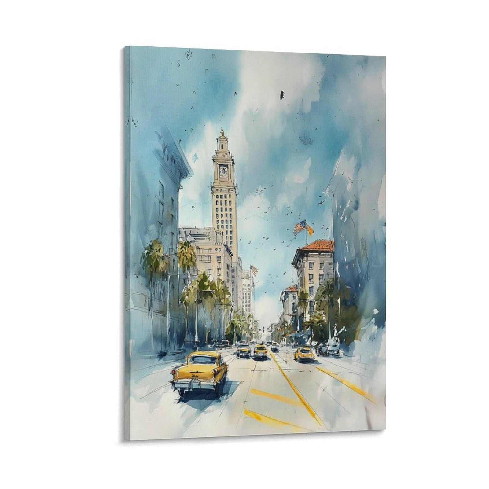 XWYMXZ Costa Rica Watercolor Print San José Cityscape Travel Poster 24x36inch(60x90cm) Vintage Watercolor Canvas Art
